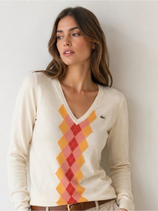 Lacoste Sweaters - Lacoste alligator Argyle Sweater